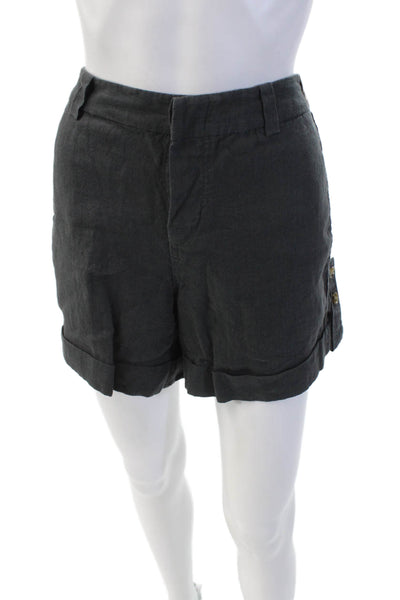 Vince Womens Button Fly High Rise Cuffed Linen Short Shorts Gray Size 12