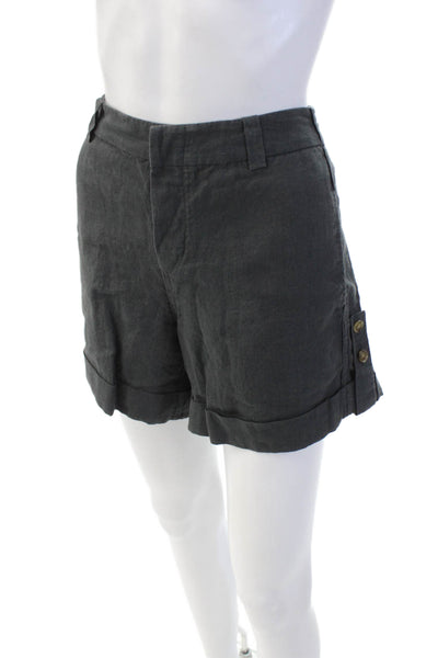 Vince Womens Button Fly High Rise Cuffed Linen Short Shorts Gray Size 12