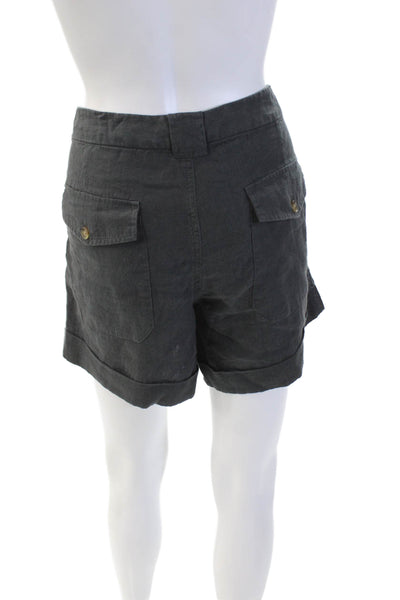 Vince Womens Button Fly High Rise Cuffed Linen Short Shorts Gray Size 12