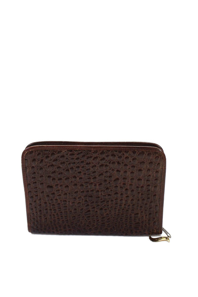 Sharif Womens Embossed Crocodile Zip Closure Organizer Folder Pouch Brown OS