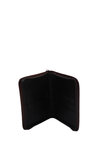 Sharif Womens Embossed Crocodile Zip Closure Organizer Folder Pouch Brown OS