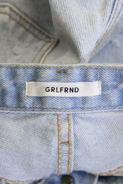 Grlfrnd Womens Button Fly Distressed Fringe Denim Shorts Blue Size 24