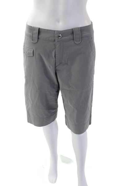 Bogner Womens Cotton Hook & Eye Flat Front Slip-On Bermuda Shorts Gray Size 6