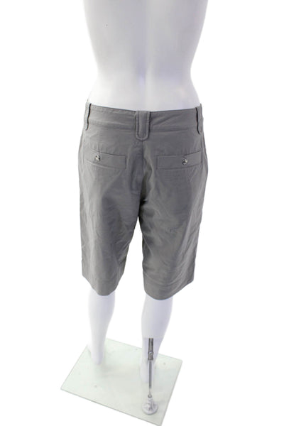 Bogner Womens Cotton Hook & Eye Flat Front Slip-On Bermuda Shorts Gray Size 6