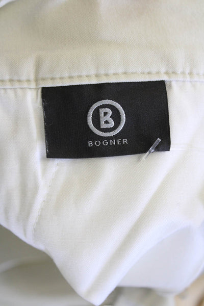 Bogner Womens Cotton Hook & Eye Zipped Flat Front Bermuda Shorts Beige Size 6