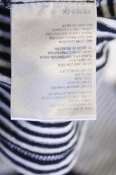 Giorgio Armani Womens Linen Black Striped Print T-Shirt White Size EUR 38