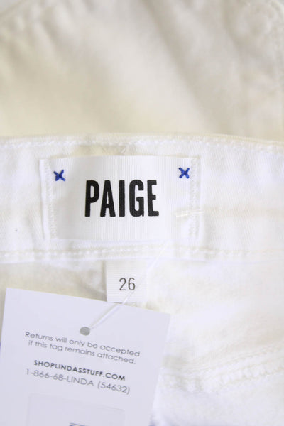Paige Womens Cotton Skinny Straight Leg Verdugo Crop Denim Jeans White Size 26