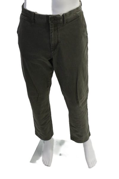 J Crew Mens Cotton Buttoned Stretched Straight Casual Pants Green Size EUR 35