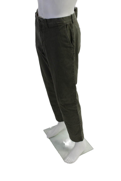 J Crew Mens Cotton Buttoned Stretched Straight Casual Pants Green Size EUR 35