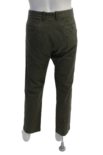 J Crew Mens Cotton Buttoned Stretched Straight Casual Pants Green Size EUR 35