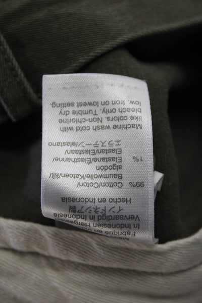 J Crew Mens Cotton Buttoned Stretched Straight Casual Pants Green Size EUR 35