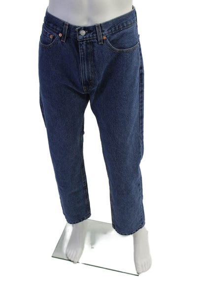 Levis Mens Cotton Dark Washed Buttoned Zipped Straight Jeans Blue Size EUR 35