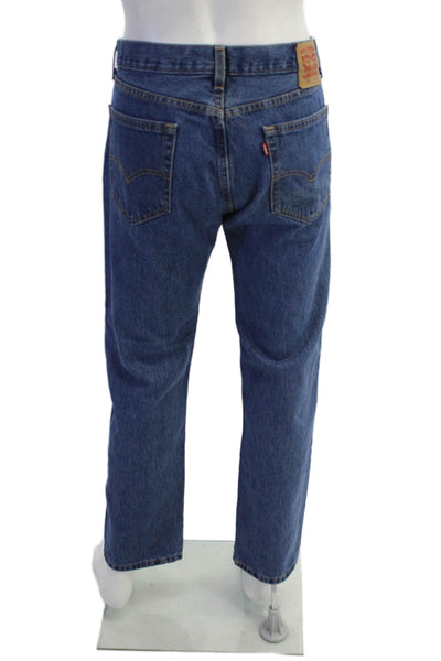 Levis Mens Cotton Dark Washed Buttoned Zipped Straight Jeans Blue Size EUR 35