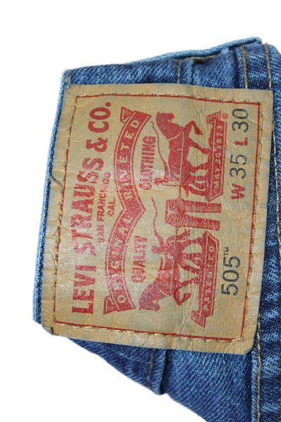 Levis Mens Cotton Dark Washed Buttoned Zipped Straight Jeans Blue Size EUR 35