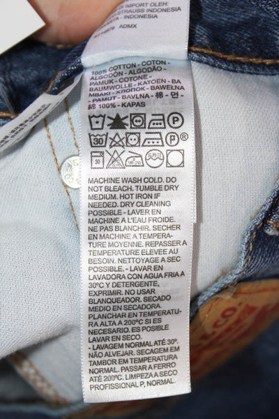 Levis Mens Cotton Dark Washed Buttoned Zipped Straight Jeans Blue Size EUR 35