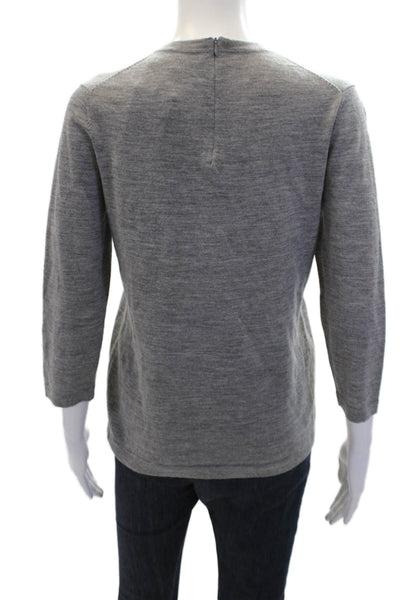 Boden Womens Wool 3/4 Sleeve Round Neck Pullover Knit Sweater Gray Size 8
