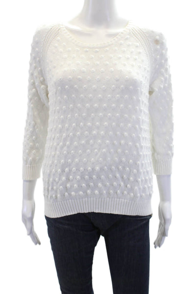 Cotton By Autumn Cashmere Womens Cotton Textured Full Zip Sweater White Size M