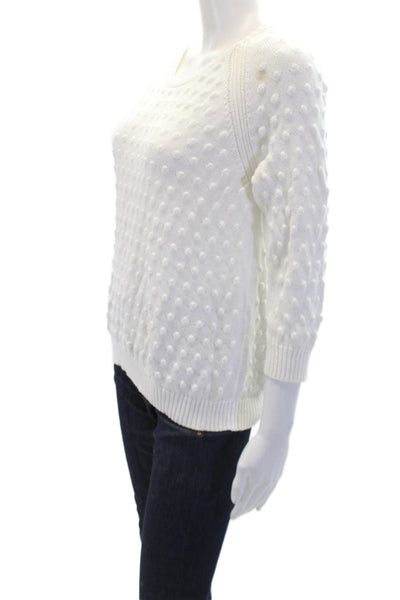 Cotton By Autumn Cashmere Womens Cotton Textured Full Zip Sweater White Size M