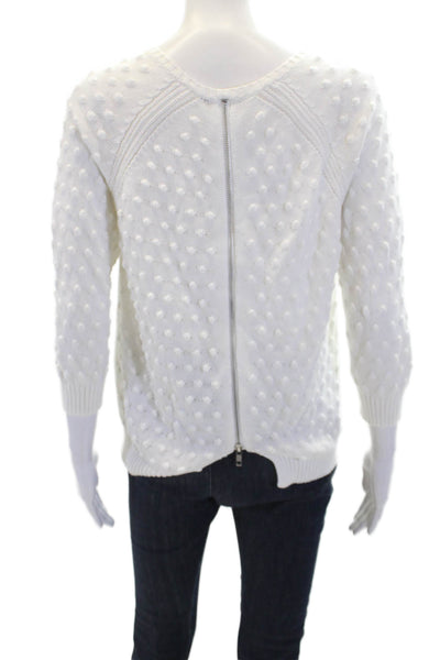 Cotton By Autumn Cashmere Womens Cotton Textured Full Zip Sweater White Size M