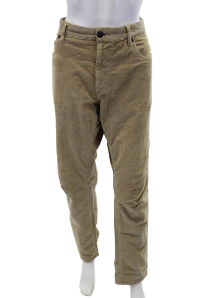 Faherty Brand Mens Cotton Zippered Straight Casual Pants Beige Size 34