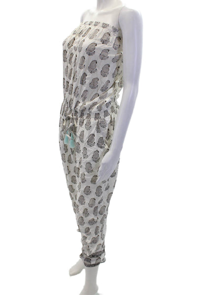 Cool Change Womens Geometric Stretch Drawstring Jumpsuit White Size M