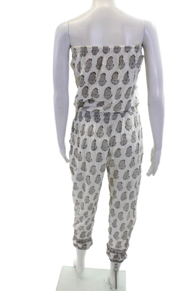 Cool Change Womens Geometric Stretch Drawstring Jumpsuit White Size M