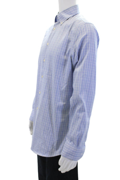 Charles Tyrwhitt Mens Cotton Striped Collared Button-Down Shirt Blue Size 35