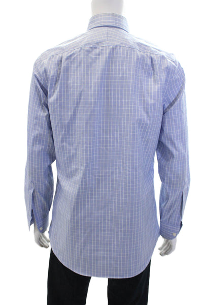 Charles Tyrwhitt Mens Cotton Striped Collared Button-Down Shirt Blue Size 35