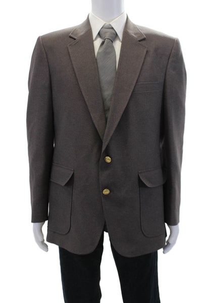 Oakton Mens Long Sleeve Lined Collar Gold Tone Button Blazer Brown Size EUR 38