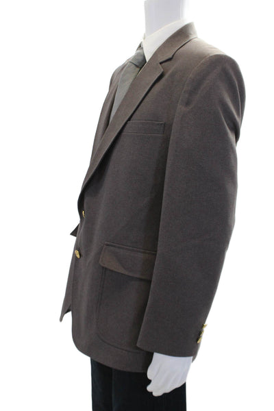 Oakton Mens Long Sleeve Lined Collar Gold Tone Button Blazer Brown Size EUR 38