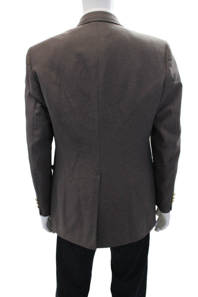Oakton Mens Long Sleeve Lined Collar Gold Tone Button Blazer Brown Size EUR 38