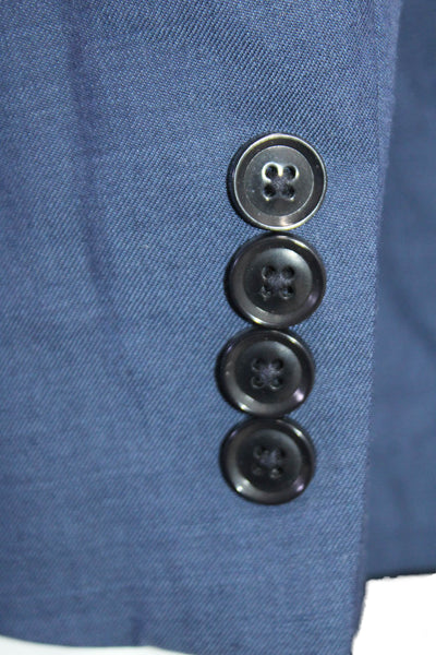 Calvin Klein Mens Textured Long Sleeve Collar Slim Fit Button Blazer Blue Size E