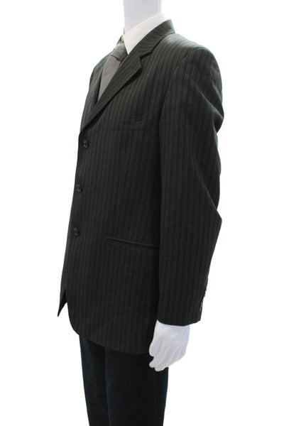 Mazzoni Mens Long Sleeve Striped Button Lined Sleek Blazer Black Size EUR 40