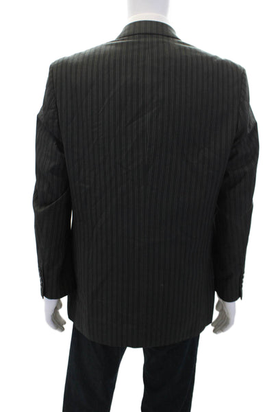Mazzoni Mens Long Sleeve Striped Button Lined Sleek Blazer Black Size EUR 40