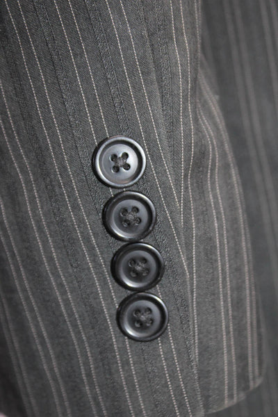 Mazzoni Mens Long Sleeve Striped Button Lined Sleek Blazer Black Size EUR 40
