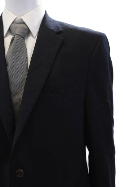 Joseph & Feiss Mens Textured Collared Button Lined Sleek Blazer Navy Size EUR 40