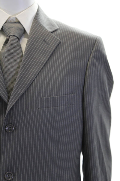 Caravelli Mens Textured Long Sleeve Stripe Print Button Blazer Gray Size EUR 38