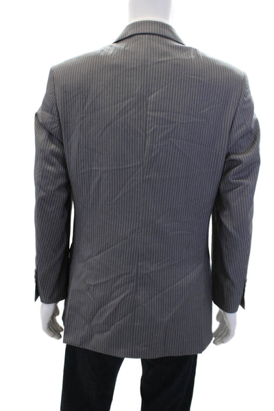 Caravelli Mens Textured Long Sleeve Stripe Print Button Blazer Gray Size EUR 38