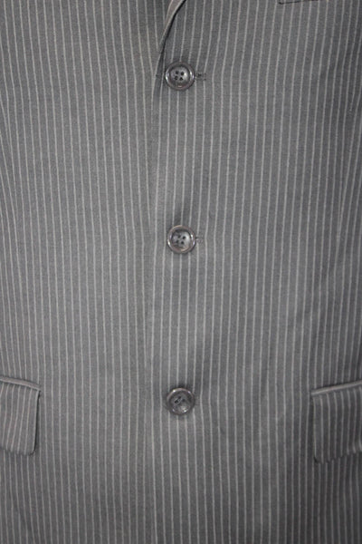 Caravelli Mens Textured Long Sleeve Stripe Print Button Blazer Gray Size EUR 38