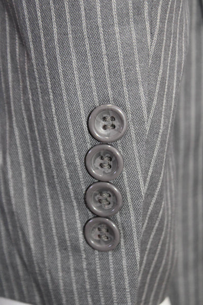 Caravelli Mens Textured Long Sleeve Stripe Print Button Blazer Gray Size EUR 38