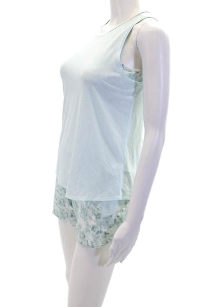Athleta Girl Womens Sleeveless Layered Tank Top Shorts Set Blue Size XL