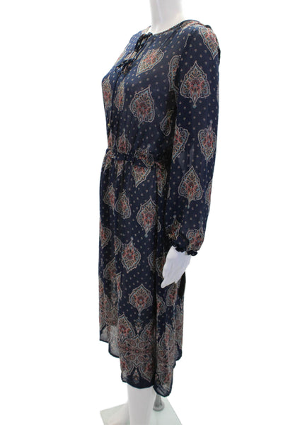 City Studio Womens Geometric Long Sleeve A-Line Mini Dress Blue Size S