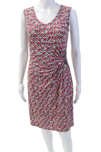 Nic + Zoe Womens Geometric Print Sleeveless V-Neck Mini Dress Gray Size XS