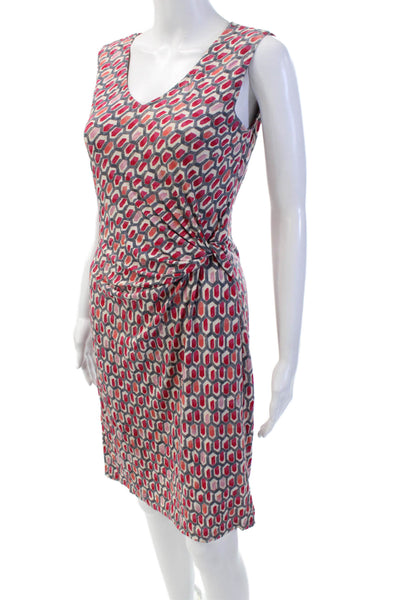 Nic + Zoe Womens Geometric Print Sleeveless V-Neck Mini Dress Gray Size XS