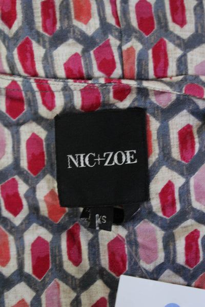 Nic + Zoe Womens Geometric Print Sleeveless V-Neck Mini Dress Gray Size XS
