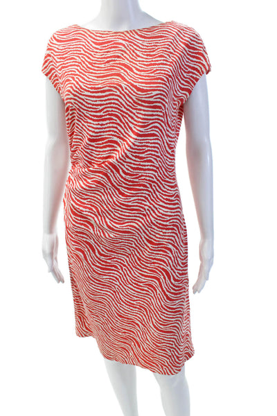 J. Mclaughlin Womens Striped Stretch Sleeveless Shift Dress Red Size S