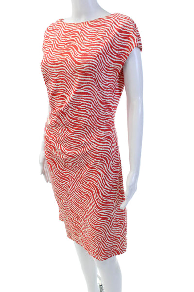 J. Mclaughlin Womens Striped Stretch Sleeveless Shift Dress Red Size S