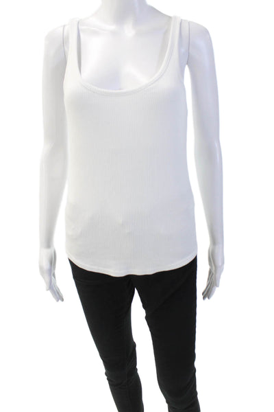J Crew Womens Cotton Sleeveless Scoop Neck Tank Top Solid White Size M