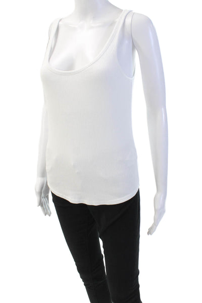 J Crew Womens Cotton Sleeveless Scoop Neck Tank Top Solid White Size M