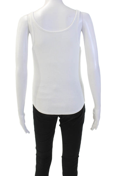 J Crew Womens Cotton Sleeveless Scoop Neck Tank Top Solid White Size M